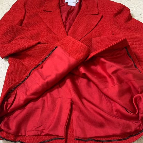 Vintage CHANEL 1998 Red Tweed 2 Piece Jacket Skirt Set Size‎ 46 - Picture 6 of 15